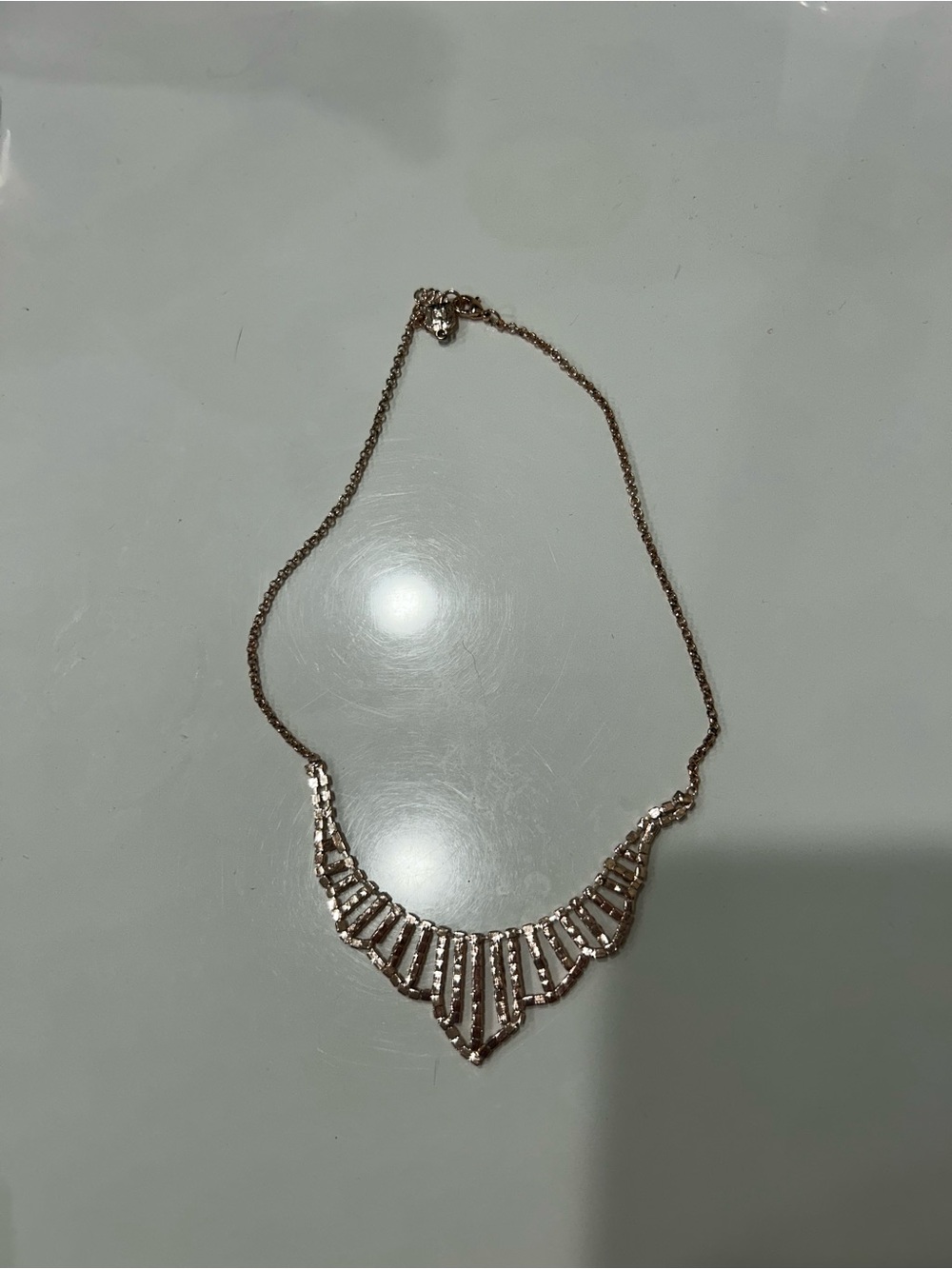 Delicate Gold Fan-Style Rhinestone Necklace - Picture 3 of 3